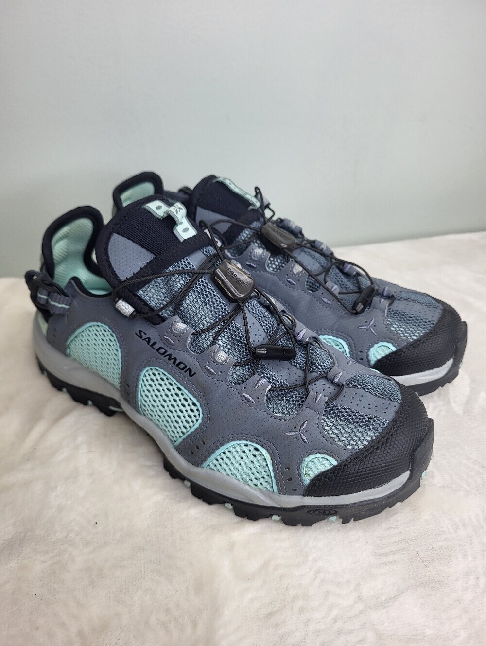 Salomon TECHAMPHIBIAN Women’s Grey & Mint Trail/Water Shoes Size 6.5